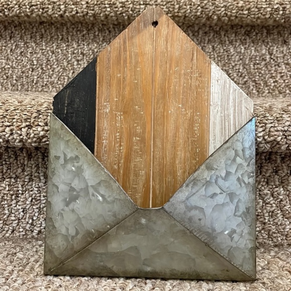 VINTAGE LETTER HOLDER - WOOD AND TIN